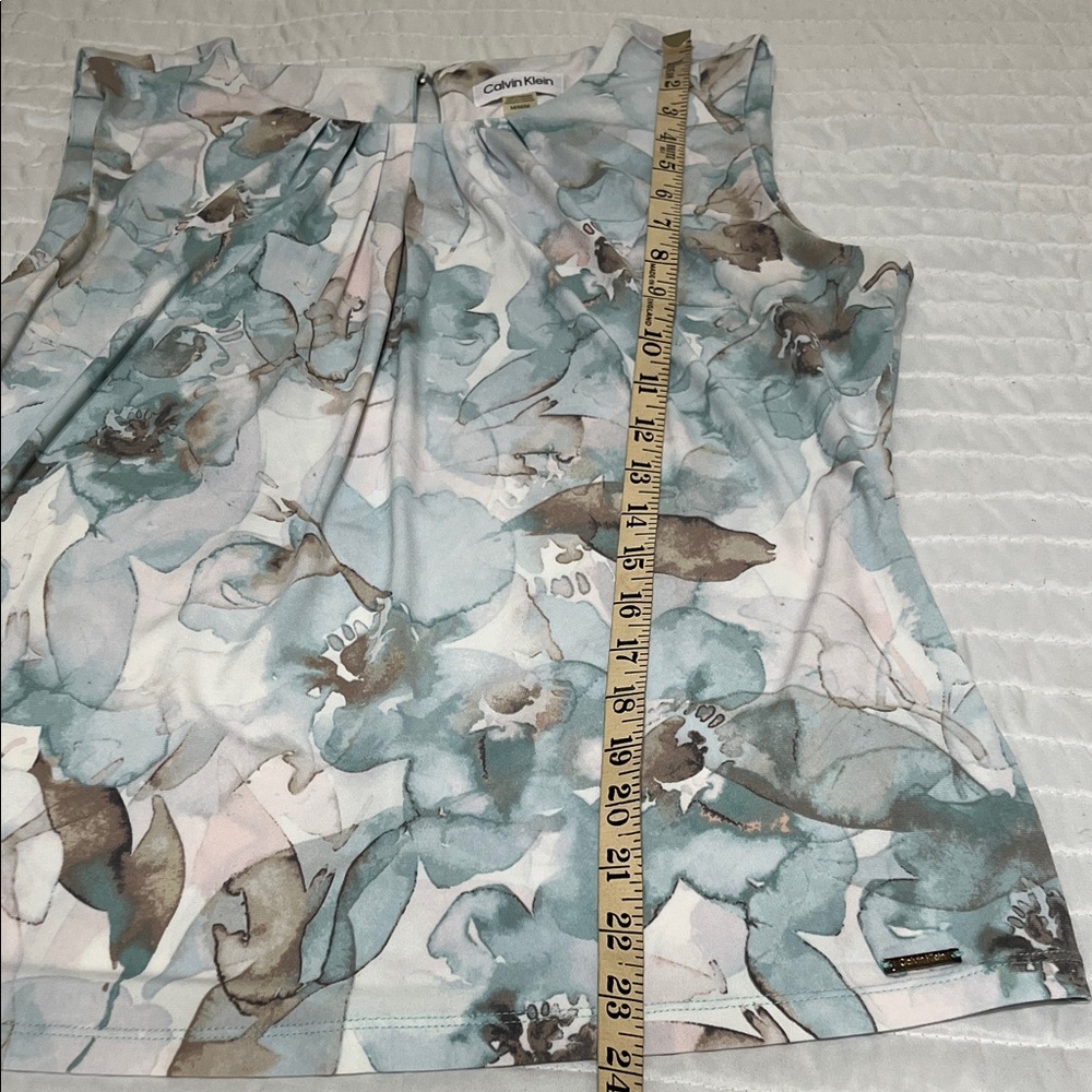 Calvin Klein Women's Floral Sleeveless Blouse - Blue and Brown - Picture 6 of 6